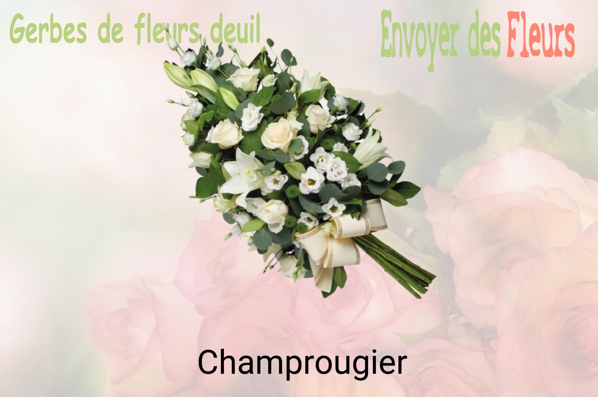 Gerbe de fleurs de deuil livrée à Champrougier